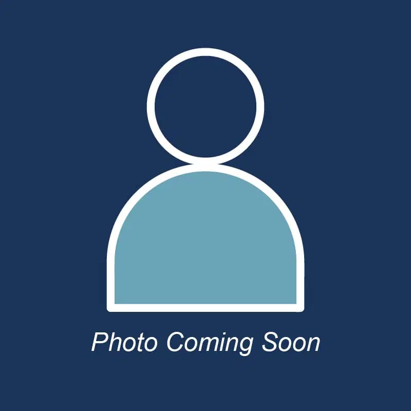 Placeholder graphic with a person silhouette and the words Photo Coming Soon on navy blue