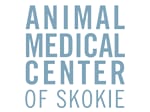 Text logo reading Animal Medical Center of Skokie in blue capital letters on a white background