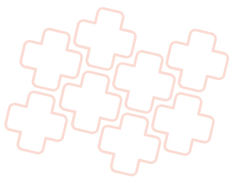 Pattern of pale peach outlined crosses on a white background