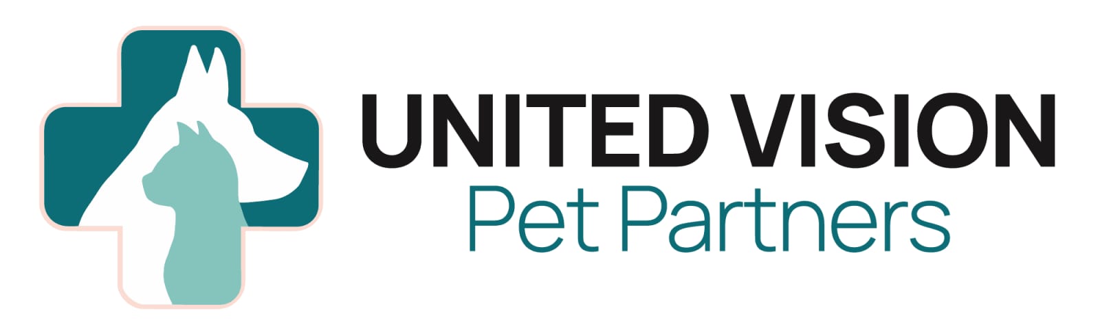 United Vision Pet Partners logo with a teal cross containing dog and cat silhouettes