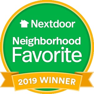 Green Nextdoor Neighborhood Favorite 2019 Winner badge with a gold ribbon