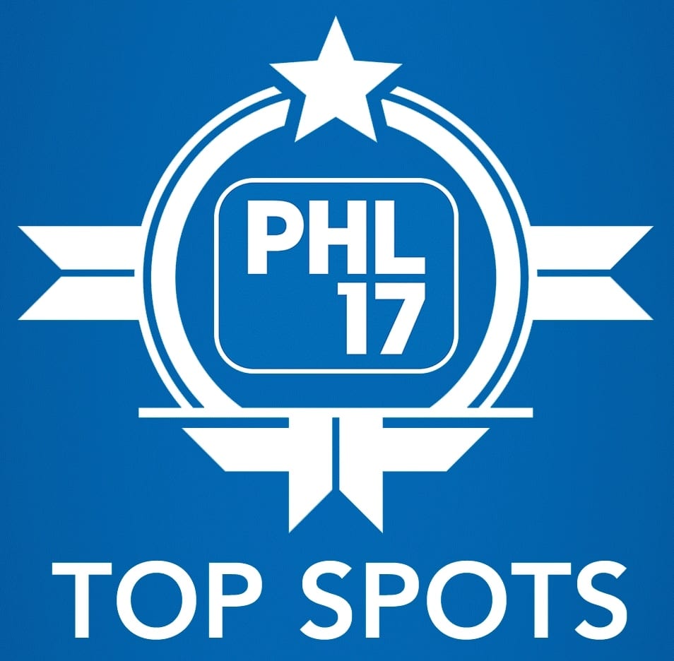 Blue badge reading PHL17 Top Spots with a white star and ribbon