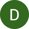 Dark green circle containing a white capital letter D