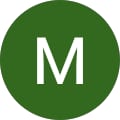 Dark green circle containing a white capital letter M