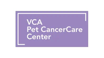 Purple rectangle with white text reading VCA Pet CancerCare Center