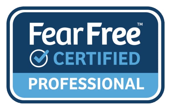 Fear Free Certified Professional badge in dark blue and light blue