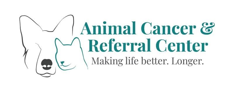 Animal Cancer and Referral Center logo with a dog and cat outline and the line Making life better. Longer.