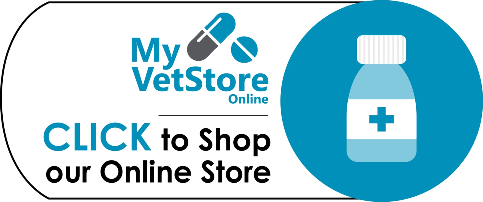 Button reading Click to Shop our Online Store with a pill bottle icon