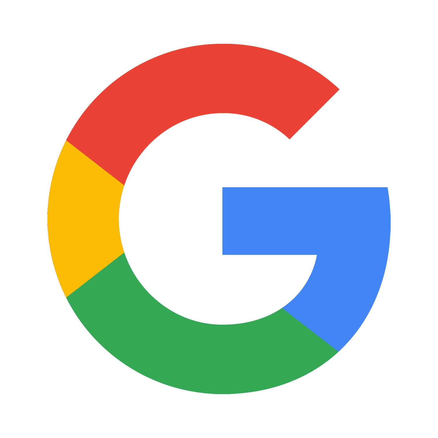 Google G logo in red, yellow, green and blue on a white background