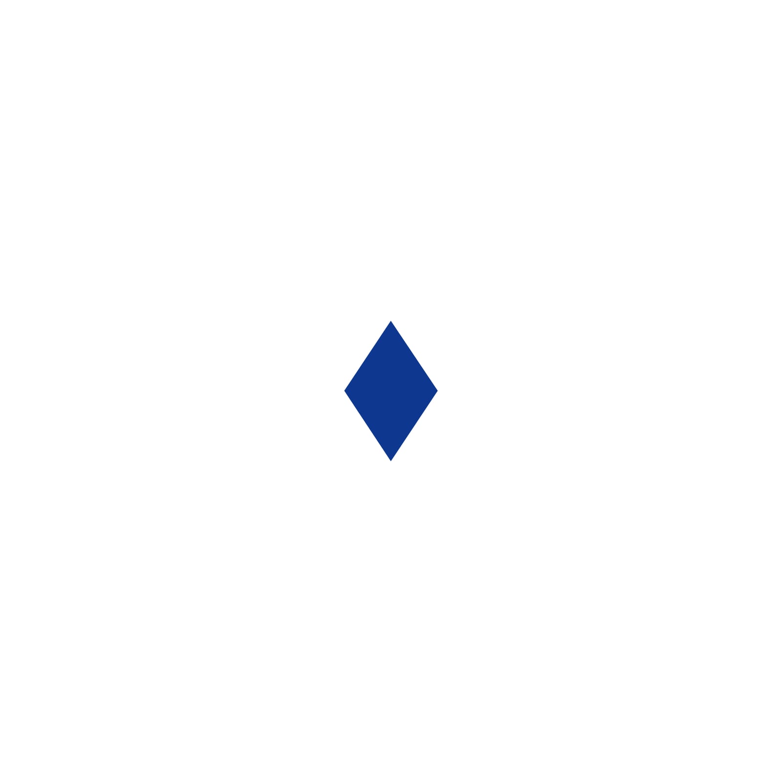 Single blue diamond shape centred on a plain white background