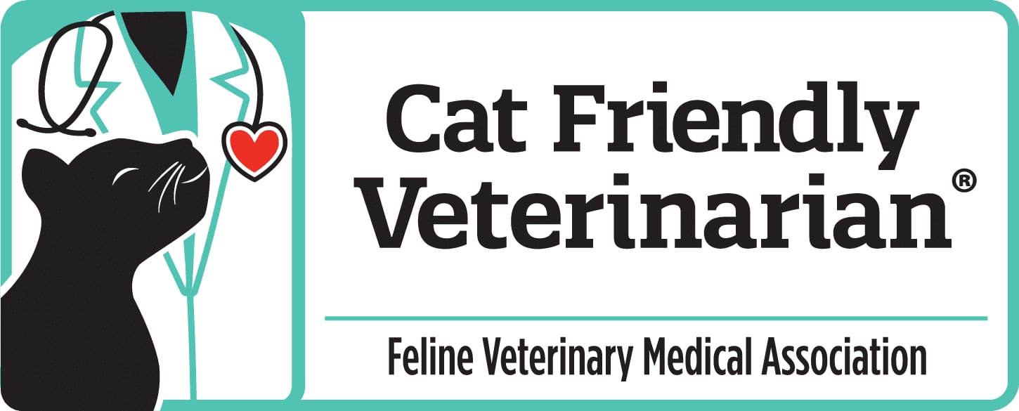 Cat Friendly Veterinarian logo from the Feline Veterinary Medical Association with a black cat