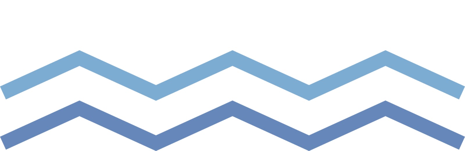Two zigzag lines in light blue and dark blue on a white background